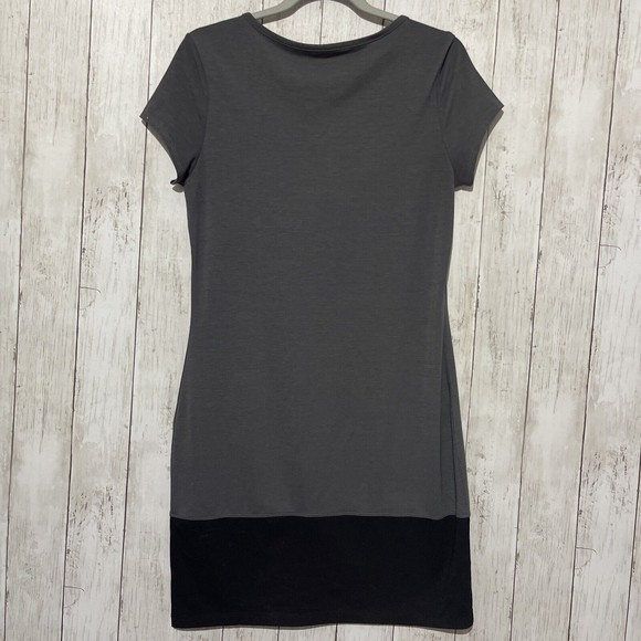 Athleta Ella Colorblock Gray Black T-Shirt Dress Small Short Sleeve Stretch - Picture 4 of 5